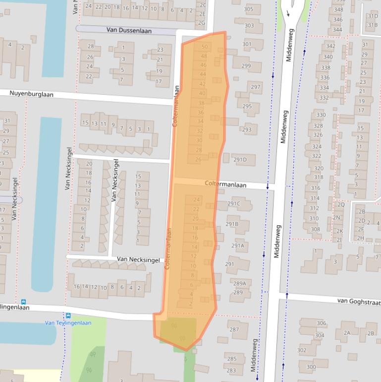 Kaart van postcodegebied 1701AD.