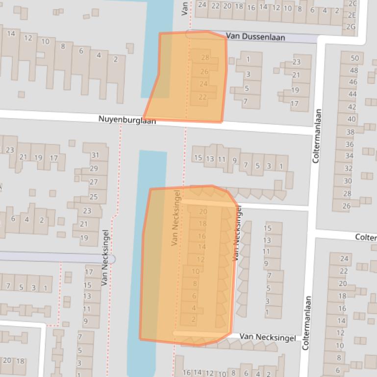 Kaart van postcodegebied 1701AG.