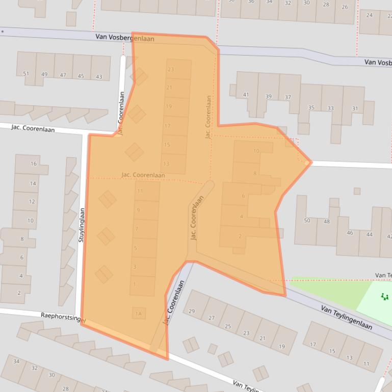 Kaart van postcodegebied 1701AS.
