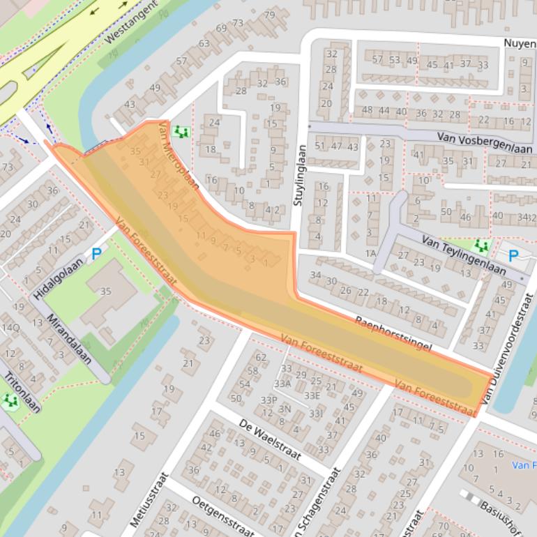 Kaart van postcodegebied 1701AV.