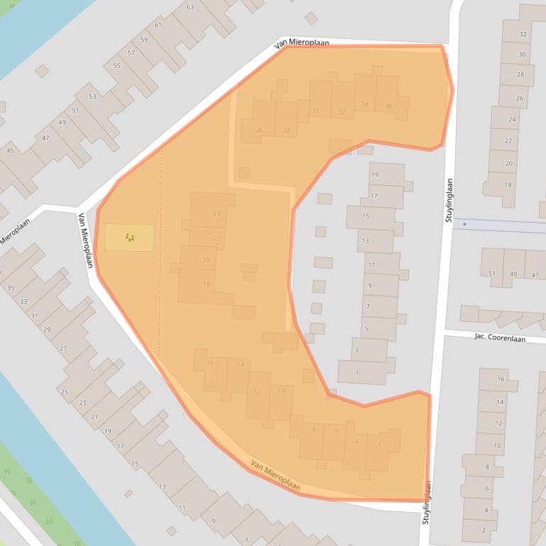Kaart van postcodegebied 1701AX.