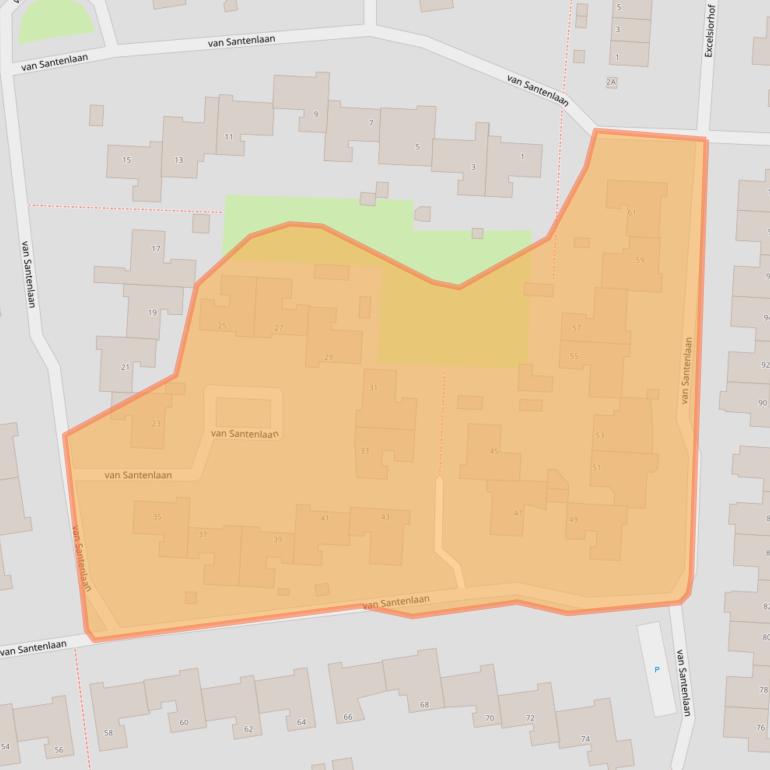 Kaart van postcodegebied 1701BV.