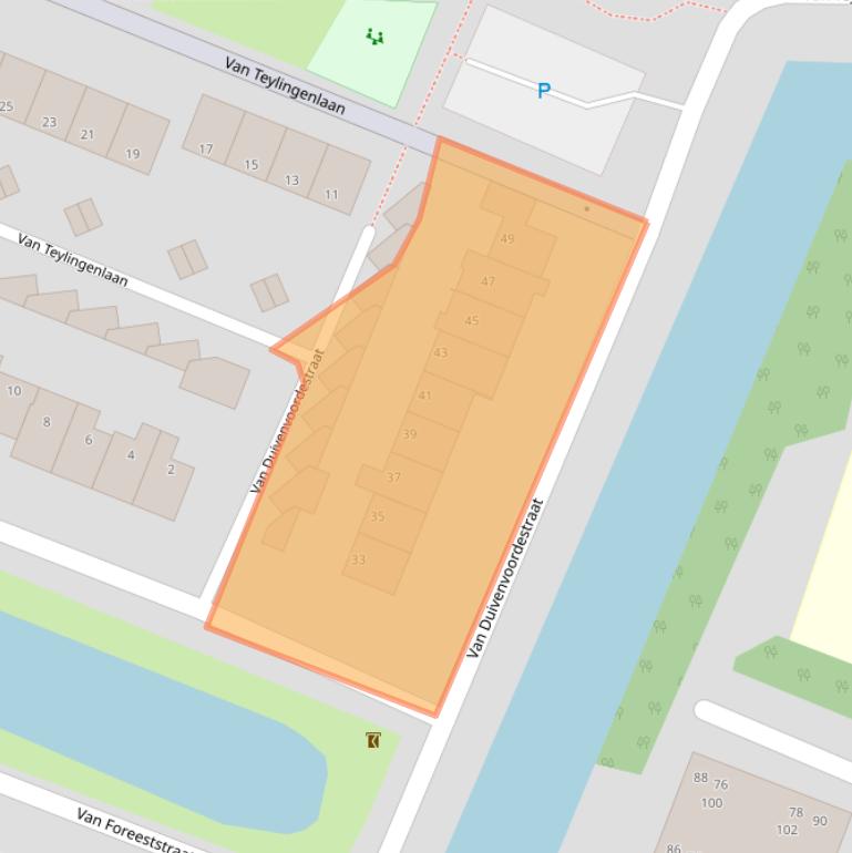 Kaart van postcodegebied 1701CB.