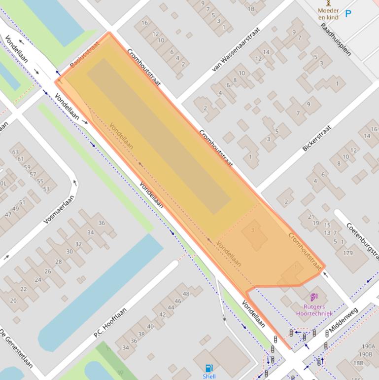 Kaart van postcodegebied 1701CR.