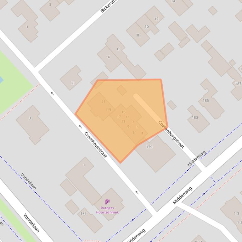 Kaart van postcodegebied 1701CT.