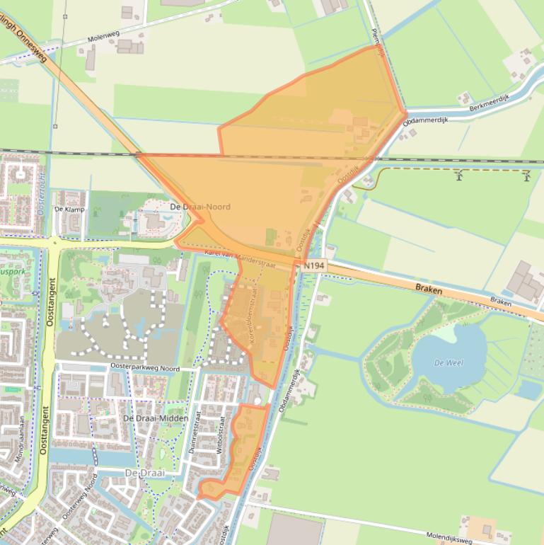 Kaart van postcodegebied 1701DC.