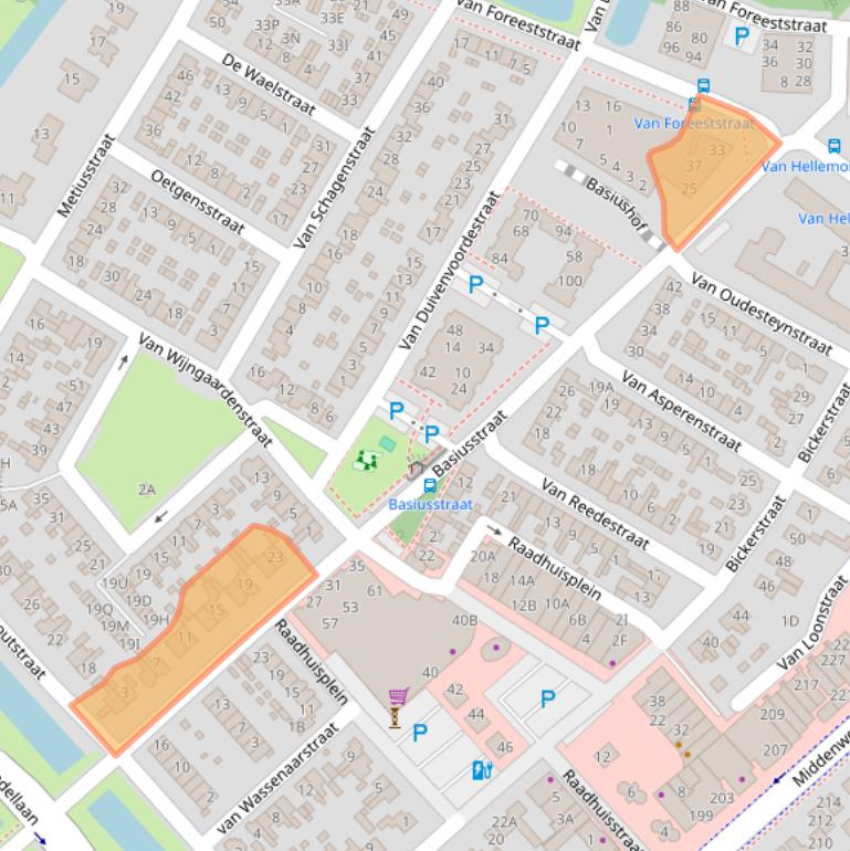 Kaart van postcodegebied 1701EA.