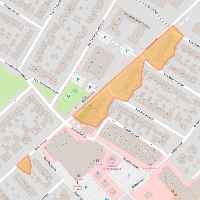 Kaart van postcodegebied 1701EB.