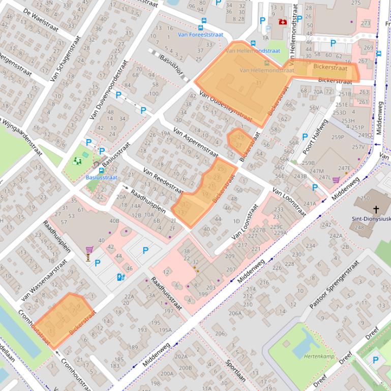 Kaart van postcodegebied 1701ED.