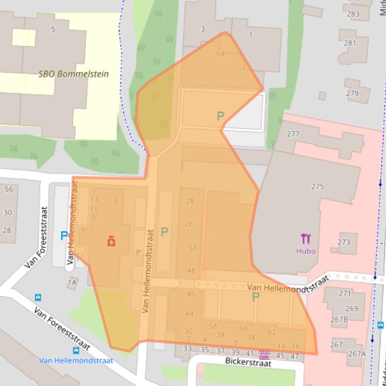 Kaart van postcodegebied 1701ER.