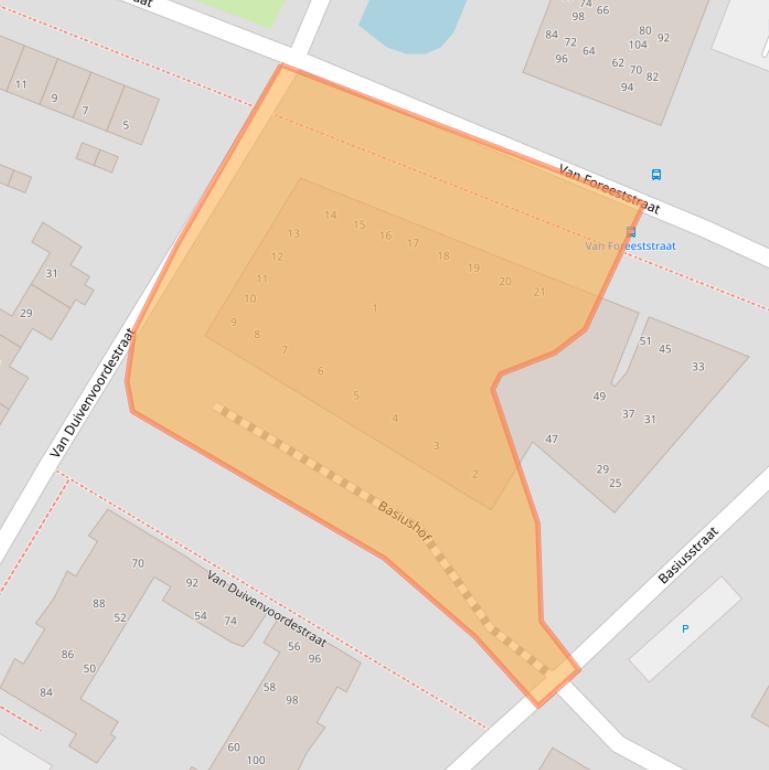 Kaart van postcodegebied 1701EV.