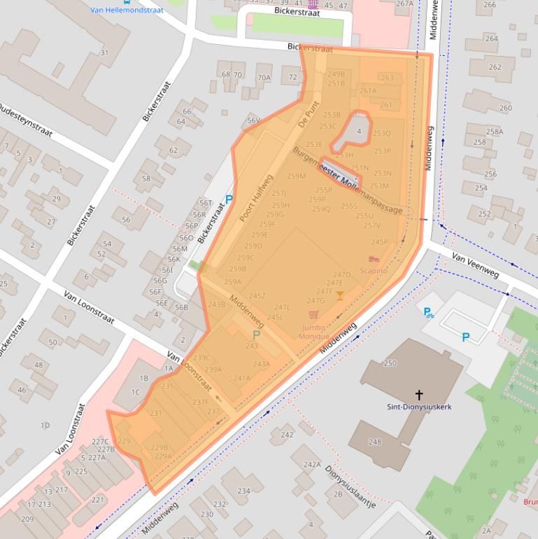 Kaart van postcodegebied 1701GC.