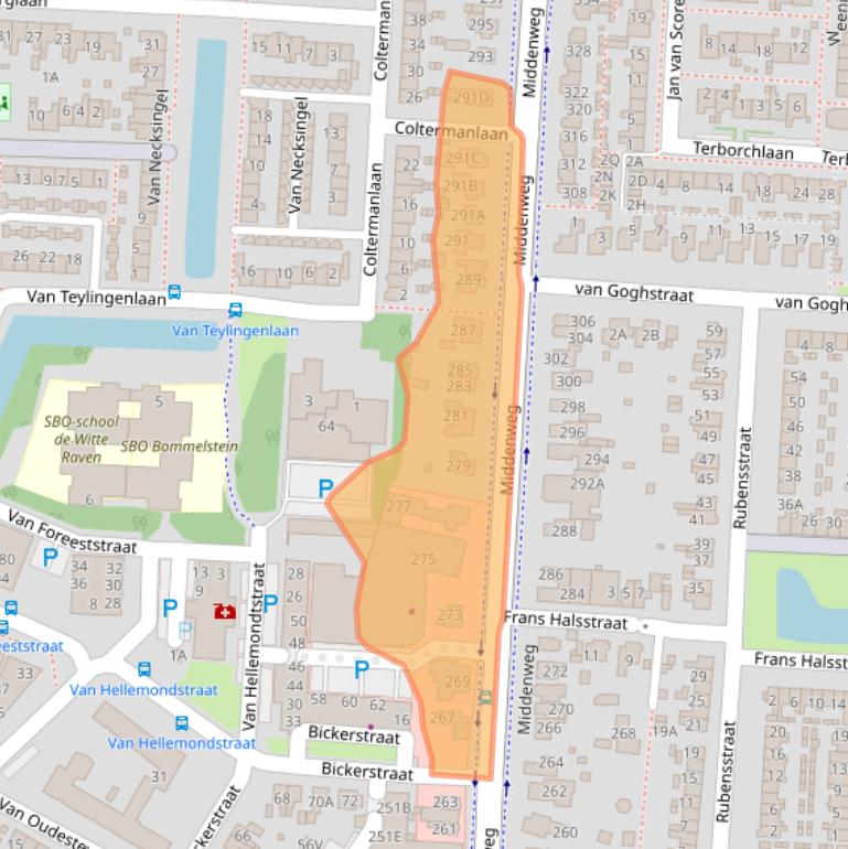 Kaart van postcodegebied 1701GD.