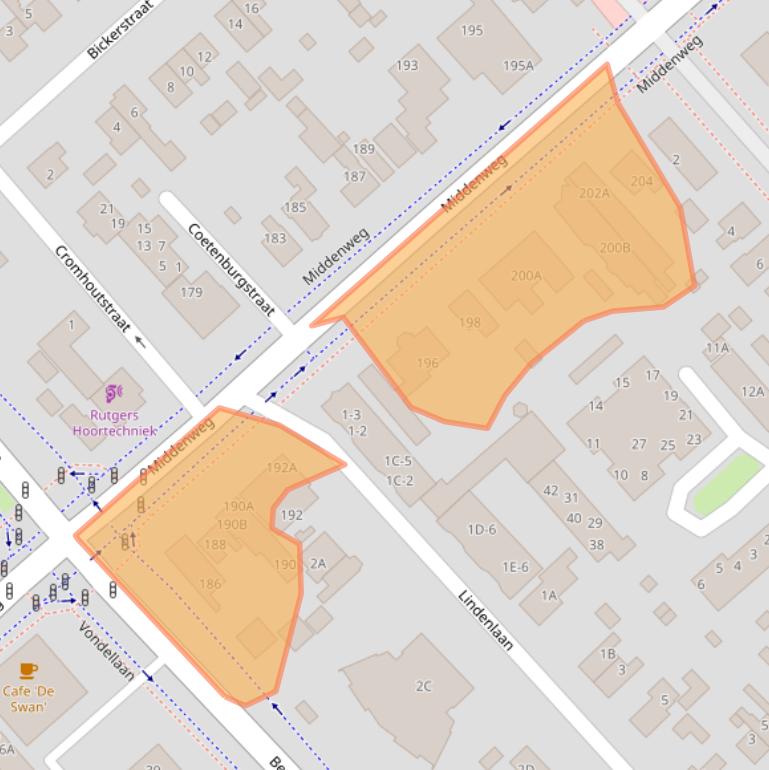 Kaart van postcodegebied 1701GG.