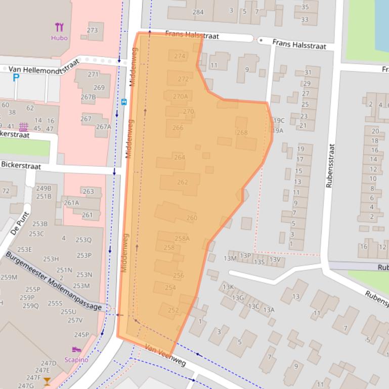 Kaart van postcodegebied 1701GJ.