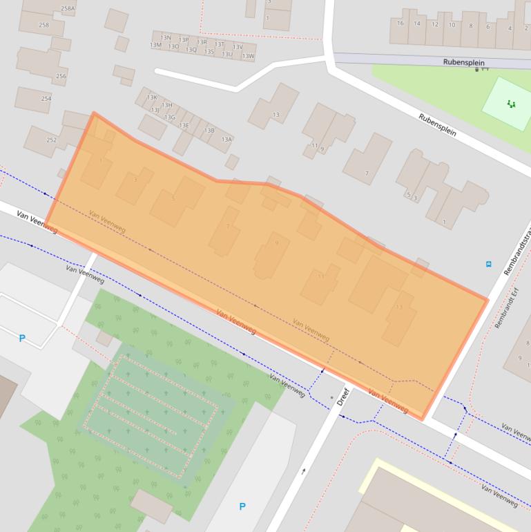 Kaart van postcodegebied 1701HA.