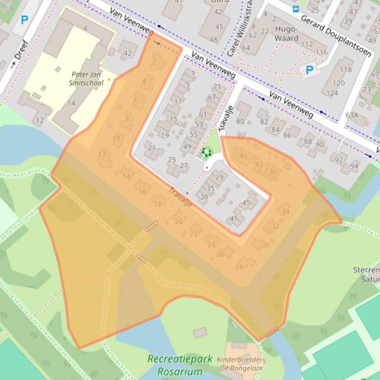 Kaart van postcodegebied 1701HR.