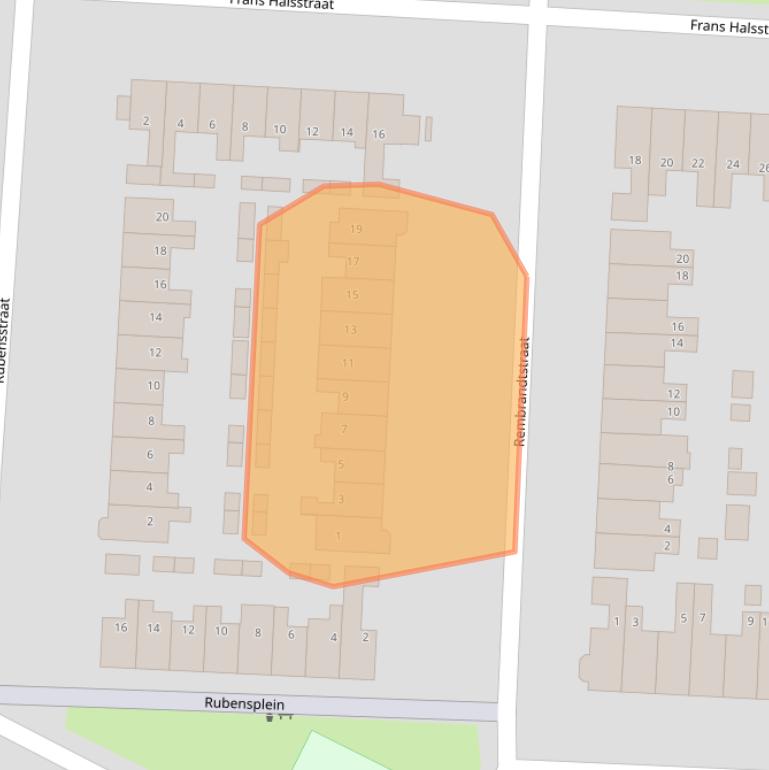 Kaart van postcodegebied 1701JA.