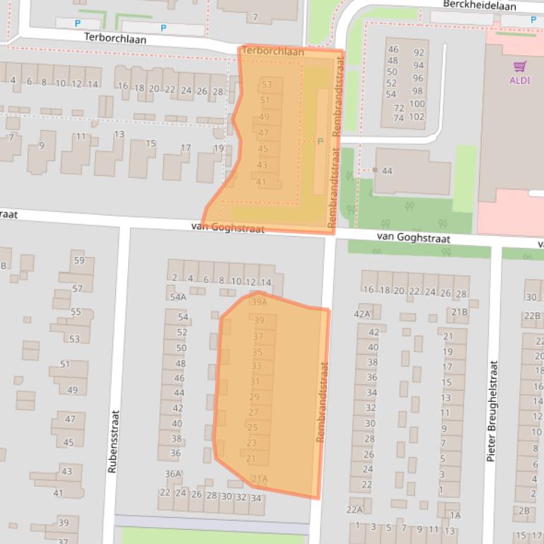 Kaart van postcodegebied 1701JB.