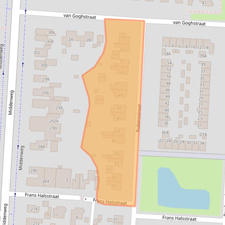Kaart van postcodegebied 1701JG.