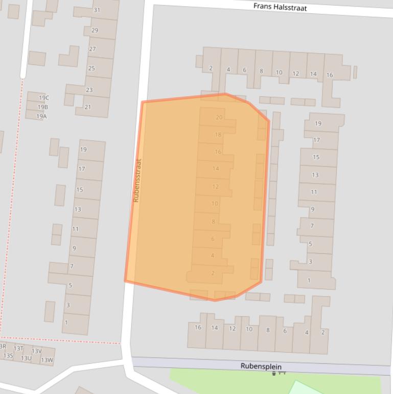 Kaart van postcodegebied 1701JH.