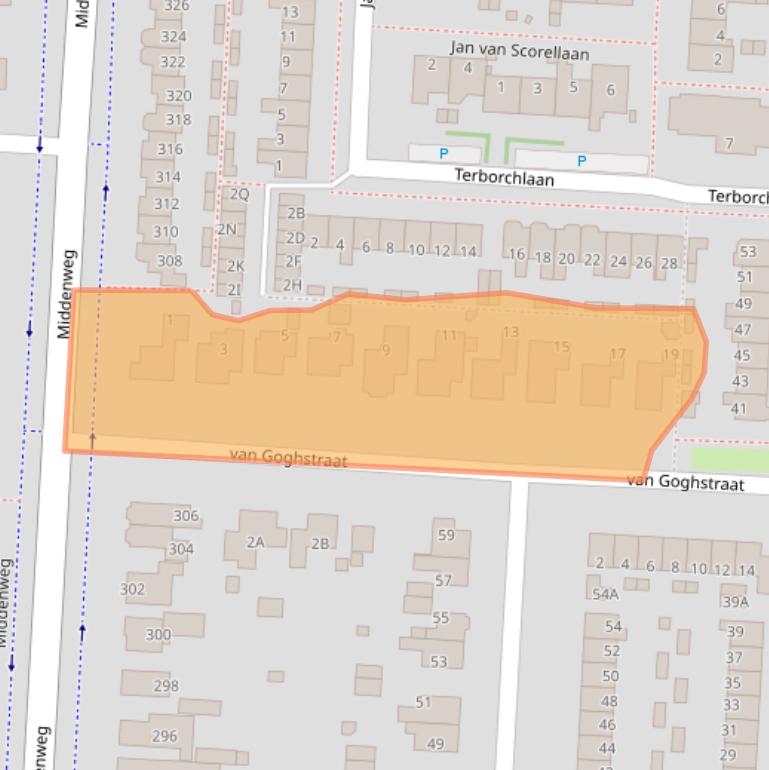 Kaart van postcodegebied 1701JN.