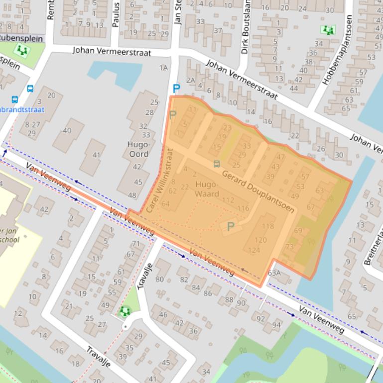 Kaart van postcodegebied 1701JT.