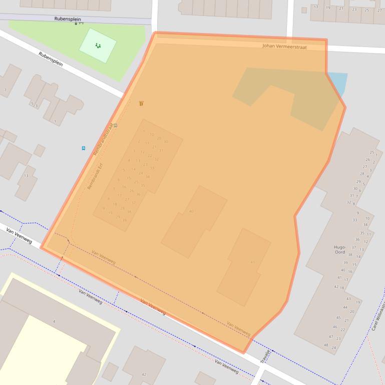 Kaart van postcodegebied 1701JW.