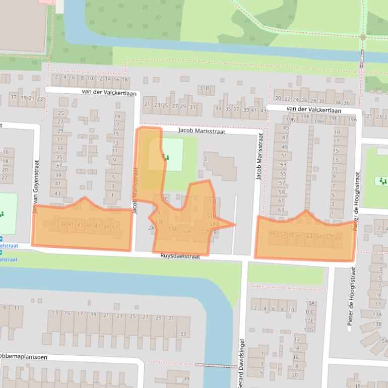 Kaart van postcodegebied 1701KK.