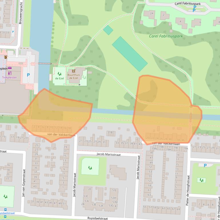 Kaart van postcodegebied 1701KR.