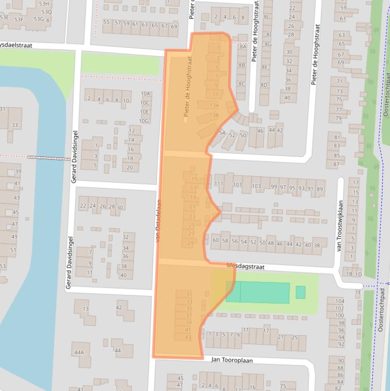 Kaart van postcodegebied 1701LE.