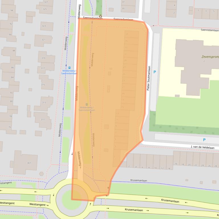 Kaart van postcodegebied 1701MA.