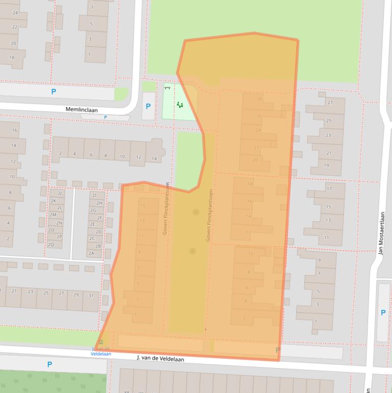 Kaart van postcodegebied 1701NH.