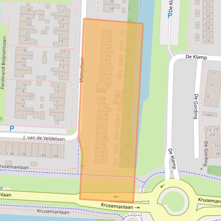 Kaart van postcodegebied 1701NL.
