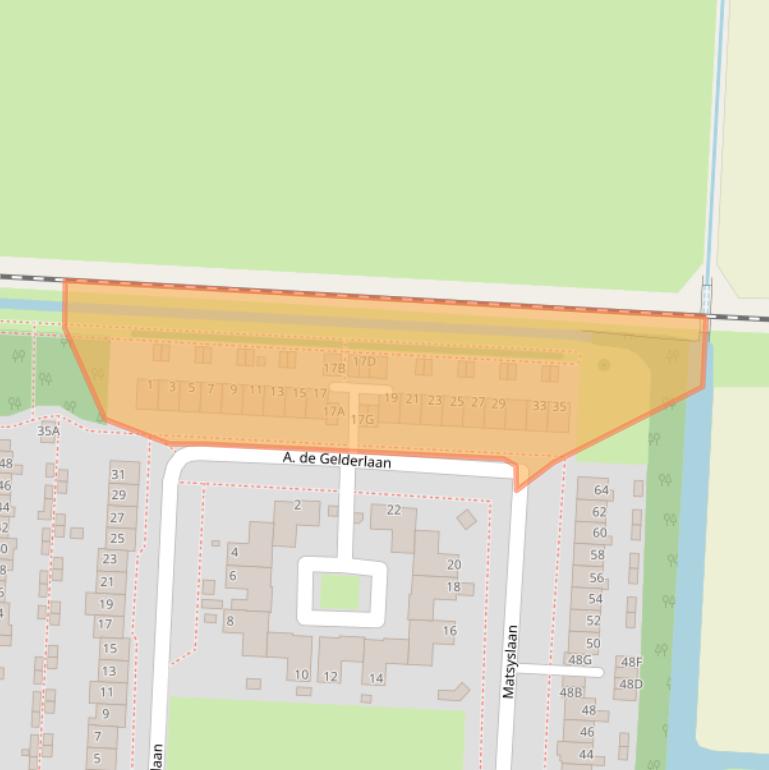 Kaart van postcodegebied 1701NN.