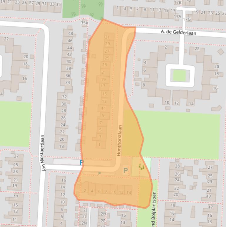 Kaart van postcodegebied 1701NR.