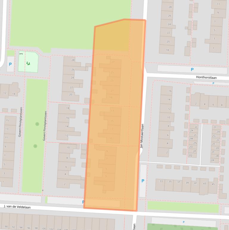 Kaart van postcodegebied 1701NS.