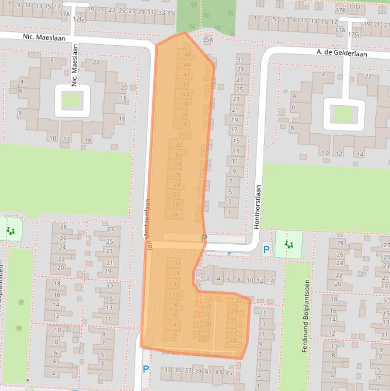 Kaart van postcodegebied 1701NT.