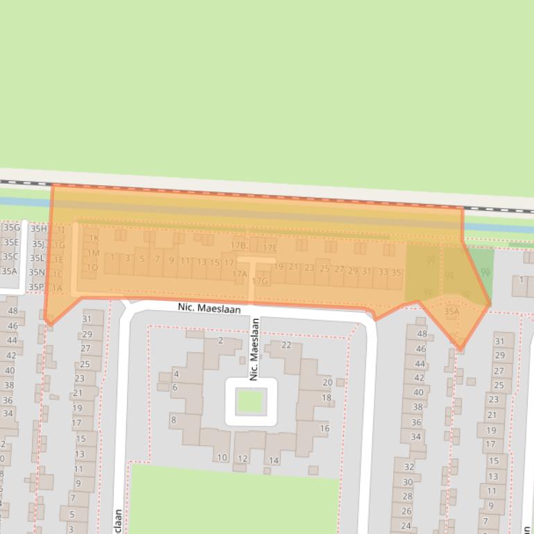 Kaart van postcodegebied 1701NV.