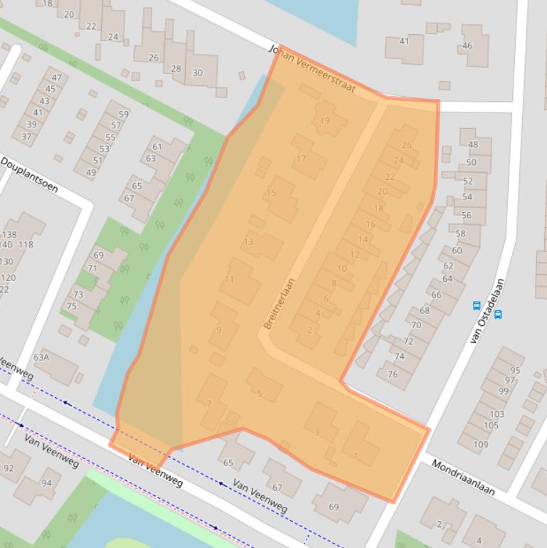 Kaart van postcodegebied 1701TA.