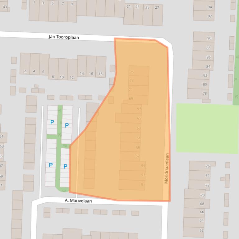 Kaart van postcodegebied 1701TC.
