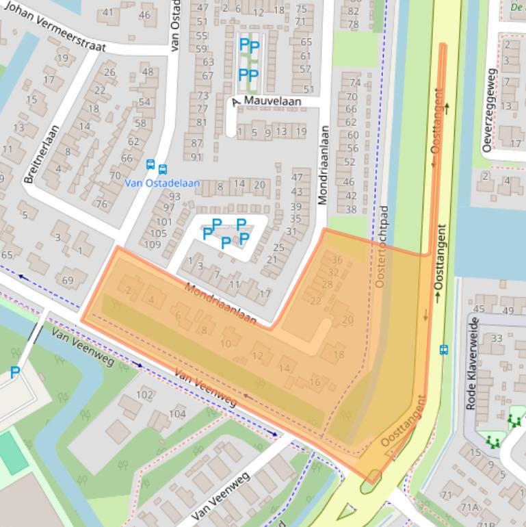 Kaart van postcodegebied 1701TD.