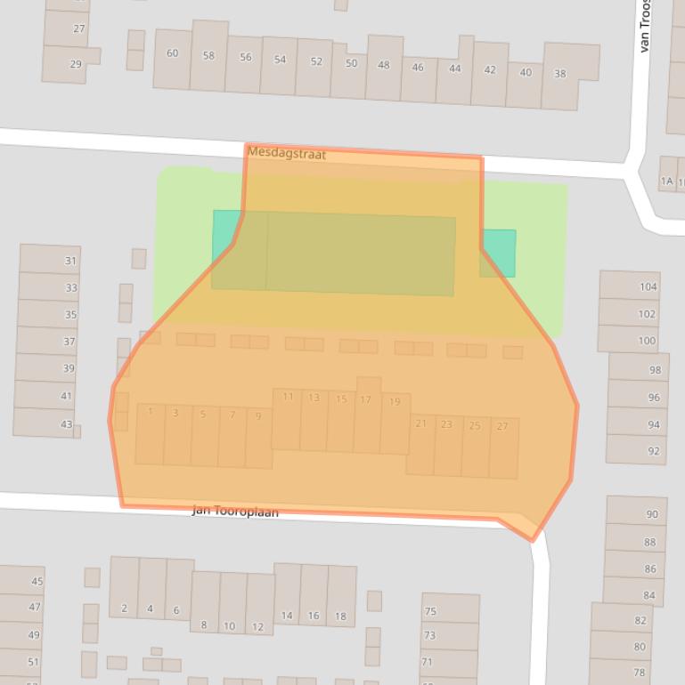 Kaart van postcodegebied 1701TK.