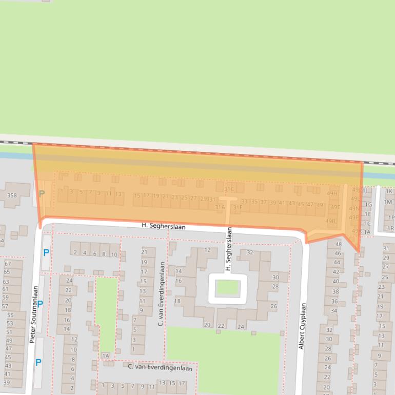 Kaart van postcodegebied 1701XA.