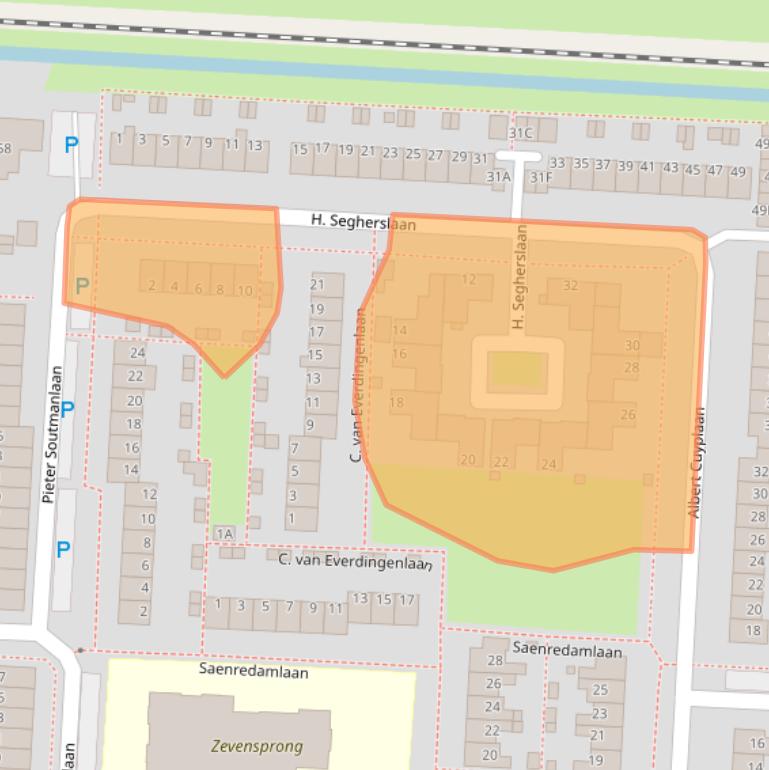 Kaart van postcodegebied 1701XB.