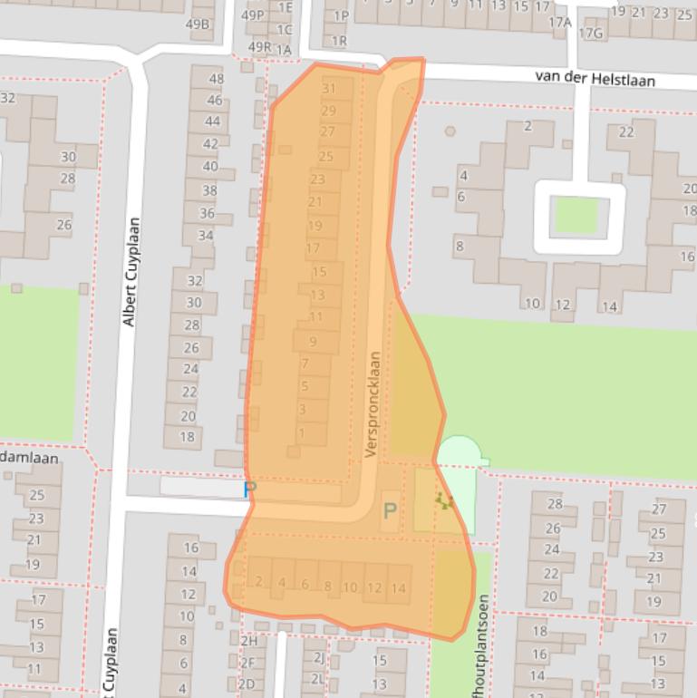 Kaart van postcodegebied 1701XE.