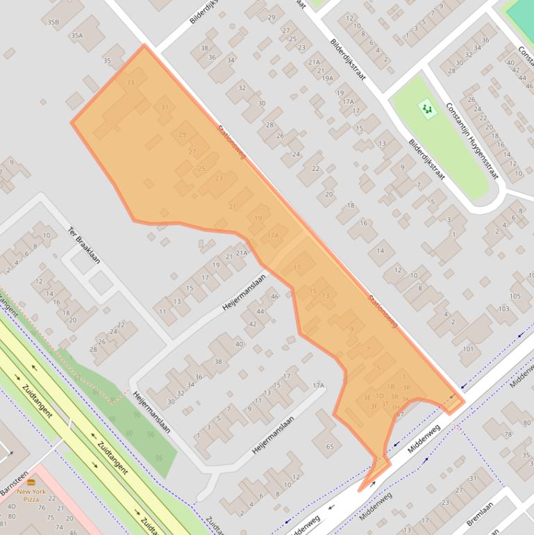 Kaart van postcodegebied 1702AA.