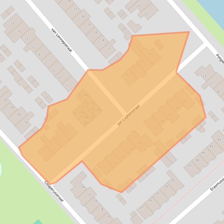 Kaart van postcodegebied 1702EB.