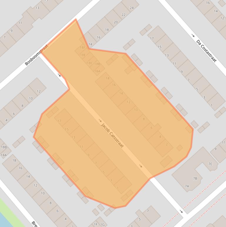 Kaart van postcodegebied 1702EK.