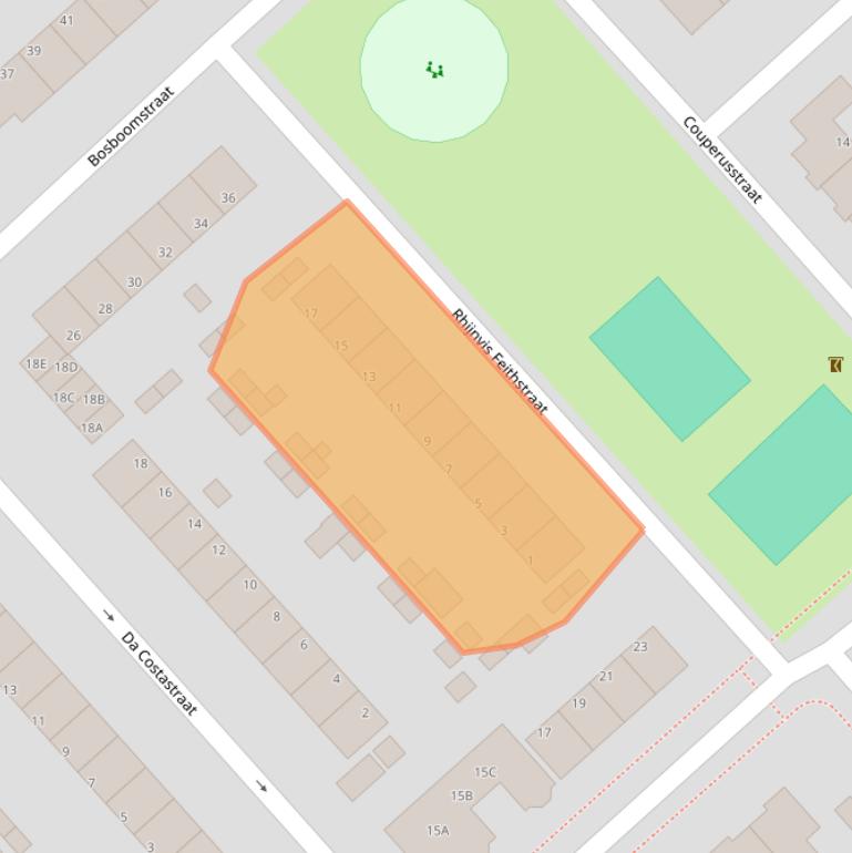 Kaart van postcodegebied 1702EM.